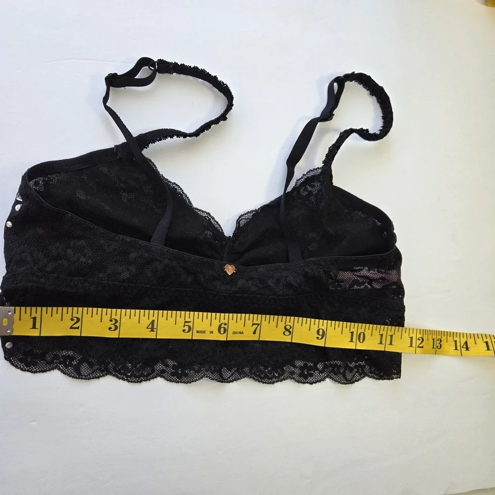 Victoria's Secret‎ PInk Rhinestone Embellished Ruched Lace Bralette Bra  Size S